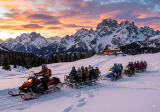 Cena in rifugio con motoslitta